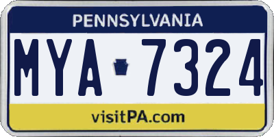 PA license plate MYA7324