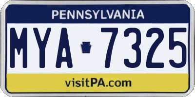 PA license plate MYA7325