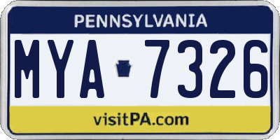 PA license plate MYA7326