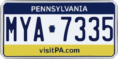 PA license plate MYA7335