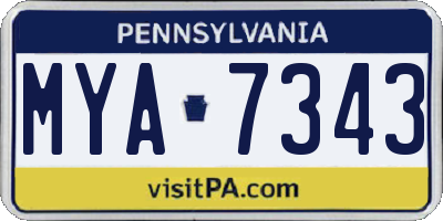 PA license plate MYA7343