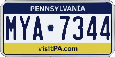 PA license plate MYA7344