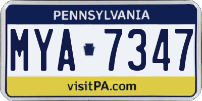 PA license plate MYA7347