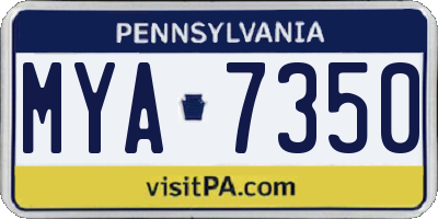 PA license plate MYA7350