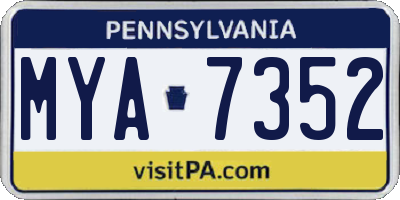 PA license plate MYA7352