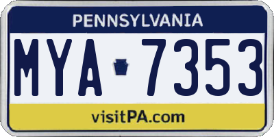 PA license plate MYA7353