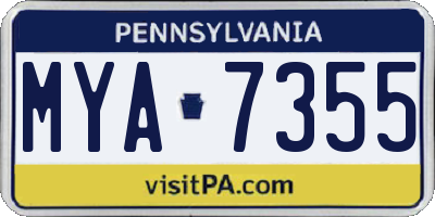 PA license plate MYA7355
