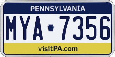 PA license plate MYA7356