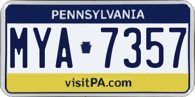 PA license plate MYA7357