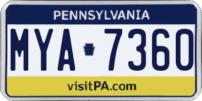 PA license plate MYA7360
