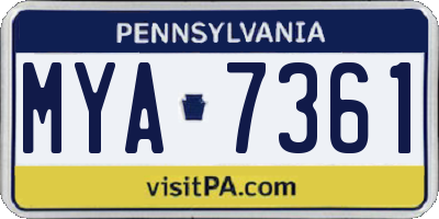 PA license plate MYA7361