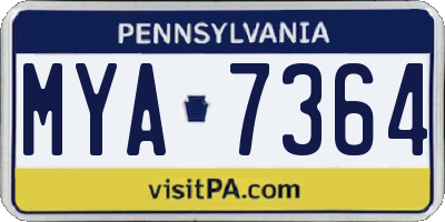 PA license plate MYA7364