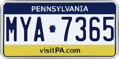 PA license plate MYA7365