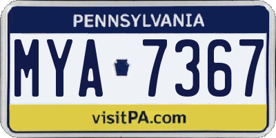 PA license plate MYA7367
