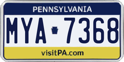PA license plate MYA7368