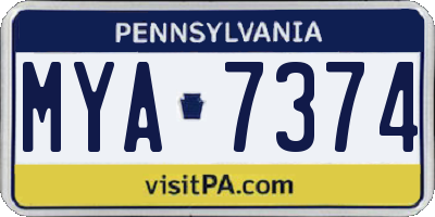 PA license plate MYA7374