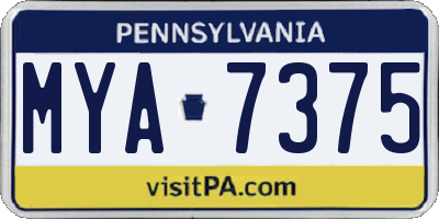 PA license plate MYA7375
