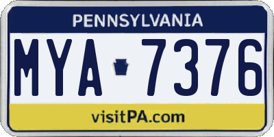 PA license plate MYA7376
