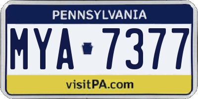 PA license plate MYA7377