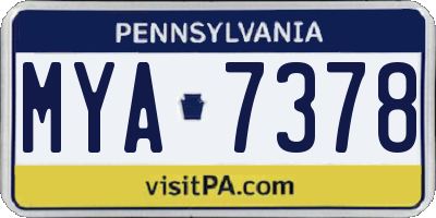 PA license plate MYA7378