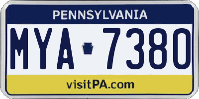 PA license plate MYA7380