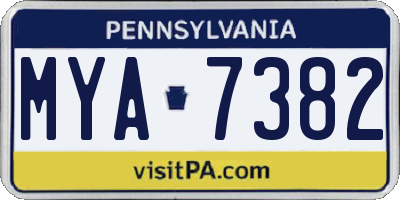 PA license plate MYA7382