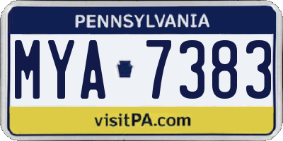PA license plate MYA7383
