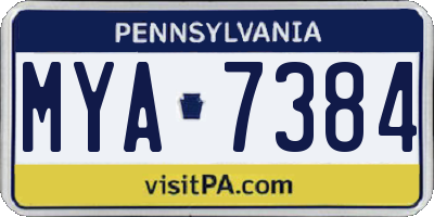 PA license plate MYA7384