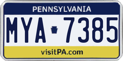 PA license plate MYA7385