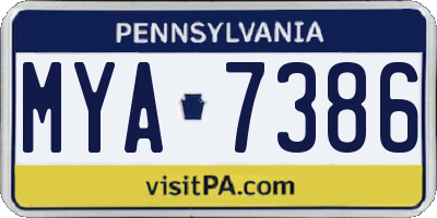 PA license plate MYA7386