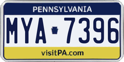 PA license plate MYA7396