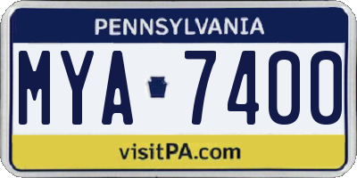 PA license plate MYA7400