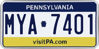PA license plate MYA7401