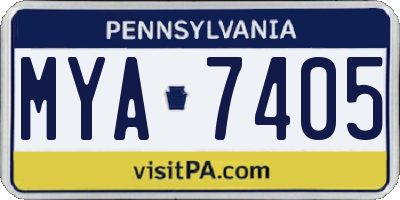 PA license plate MYA7405