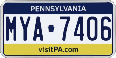 PA license plate MYA7406
