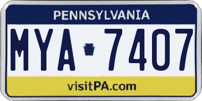 PA license plate MYA7407