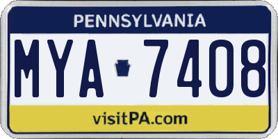 PA license plate MYA7408