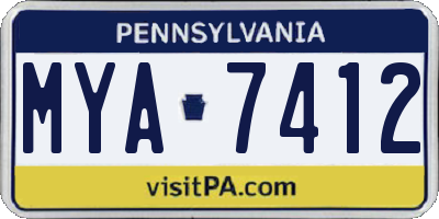 PA license plate MYA7412