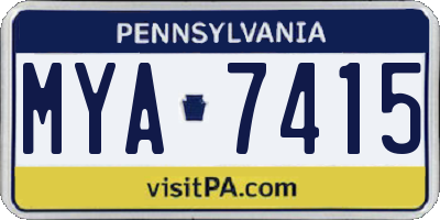 PA license plate MYA7415