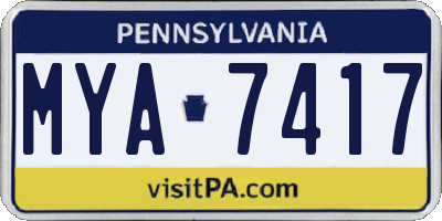 PA license plate MYA7417