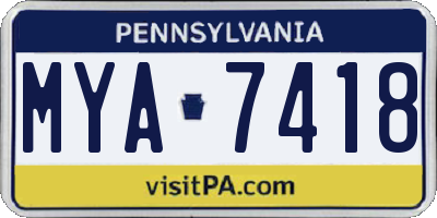 PA license plate MYA7418