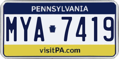 PA license plate MYA7419
