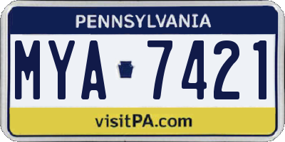 PA license plate MYA7421