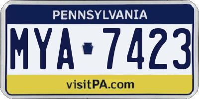 PA license plate MYA7423