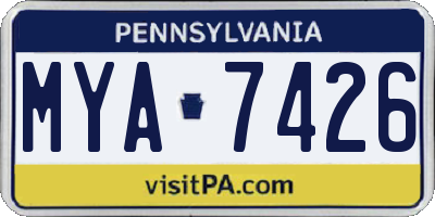 PA license plate MYA7426