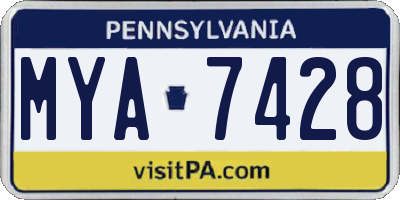 PA license plate MYA7428