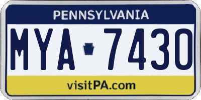 PA license plate MYA7430