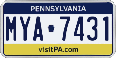PA license plate MYA7431