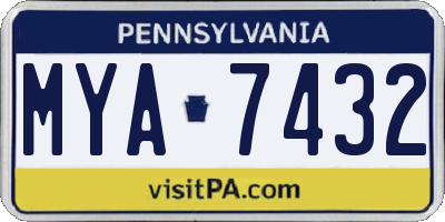 PA license plate MYA7432