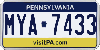 PA license plate MYA7433